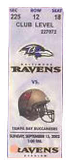 Baltimore Ravens vs. Tampa Bay Buccaneers 1980 Game 4 Gameday ticket BuccaneersFan