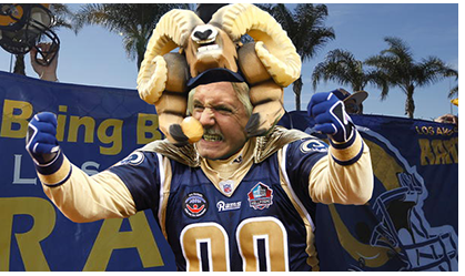 Los Angeles Rams fanatical fan Bruce Woodhall a Gladstone HS Graduate and resident of Onterio California BuccaneersFan