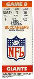 New York Giants vs. Tampa Bay Buccaneers 1980 Game 4 Gameday ticket BuccaneersFan