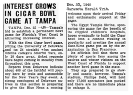 Newspaper artical to promote the Cigar Bowl Game in Tampa