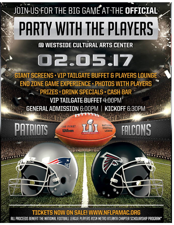 2017 Super Bowl Party promotional for the NFLPA ATL