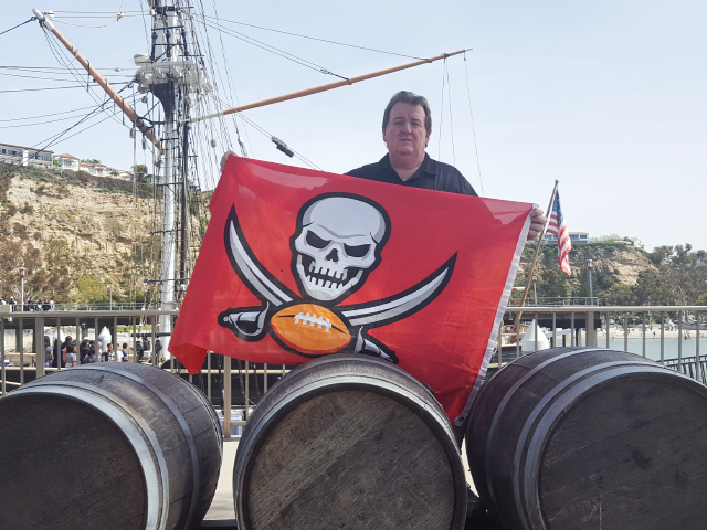 BuccaneersFan.com Raise The Flag over the Rum at the Scooner in San Clemente, California.