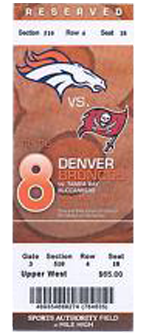 Denver Broncos vs. Tampa Bay Buccaneers 1980 Game 4 Gameday ticket BuccaneersFan