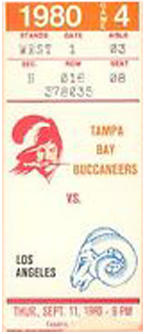Los Angeles Rams vs. Tampa Bay Buccaneers 1980 Game 4 Gameday ticket BuccaneersFan