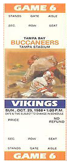 Minnesota Vikings vs. Tampa Bay Buccaneers 1980 Game 4 Gameday ticket BuccaneersFan