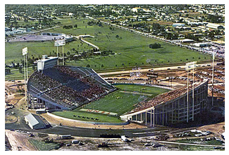 Spartans and Volunteers christen Tampa Stadium, 11/4/67. The property seen here above the stadium is now the site of the NY Yankees' Legends Field.