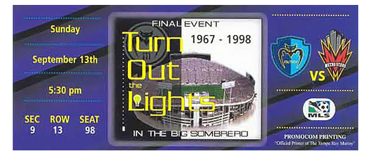 Sunday, September 13th, 1998 Tampa Bay Mutiny's final home game in September 1998