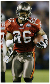 2002 Dwight Smith #26 intercepts during SuperBowl in Buccaneers Uniform and Jersey